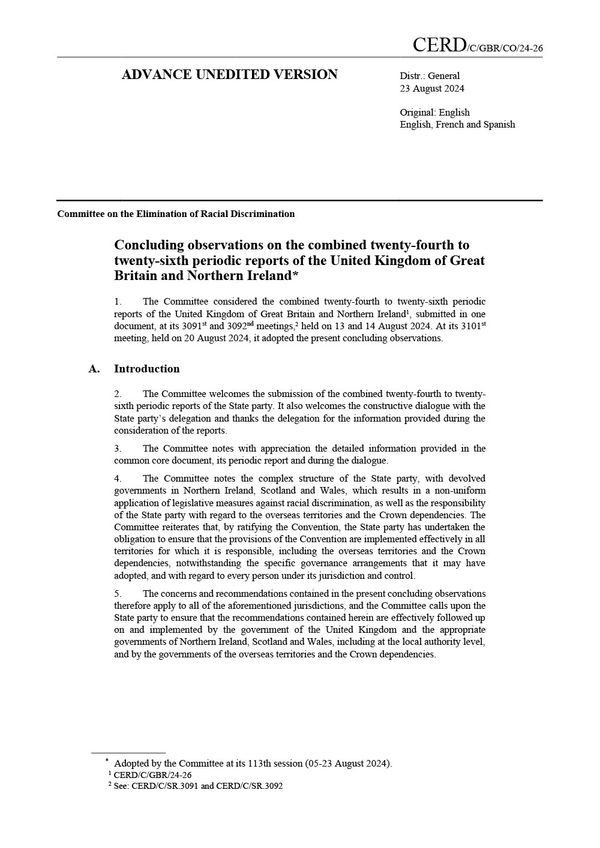 Concluding observations on the 24th and 26th periodic reports of the UK ...
