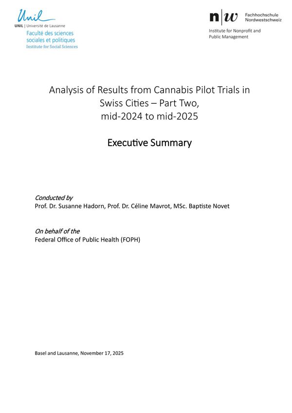 Analysis of results from cannabis pilot trials in Swiss cities ...