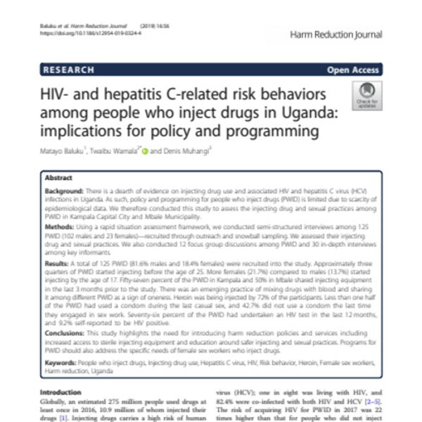 HIV- and hepatitis C-related risk behaviours among people who inject ...