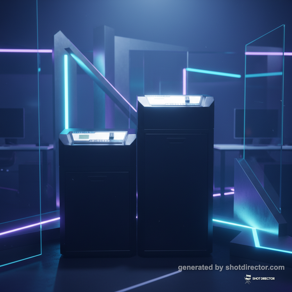 A creative shot where the smaller shredder is in t