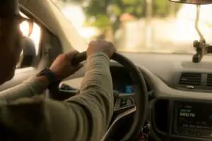 Man driving car