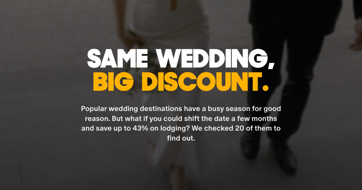 Same wedding, big discount: hotel rates by month in 20 popular U.S. wedding destinations