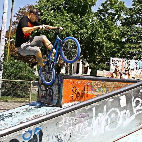 Session BMX en skatepark