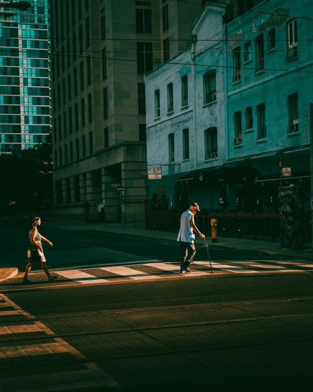 A man crossing road