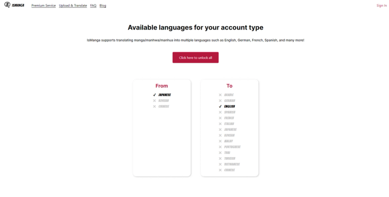 ismanga.com offering manga translation in multiple languages.
