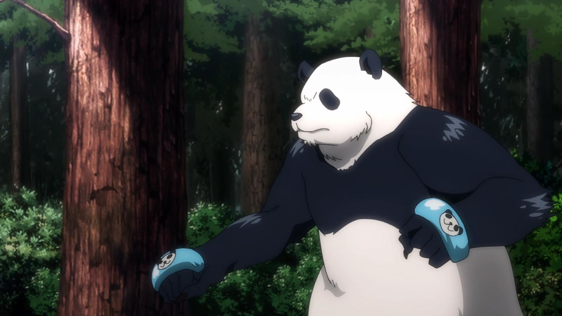 A screenshot of Panda geared up for a fight in the Jujutsu Kaisen movie.