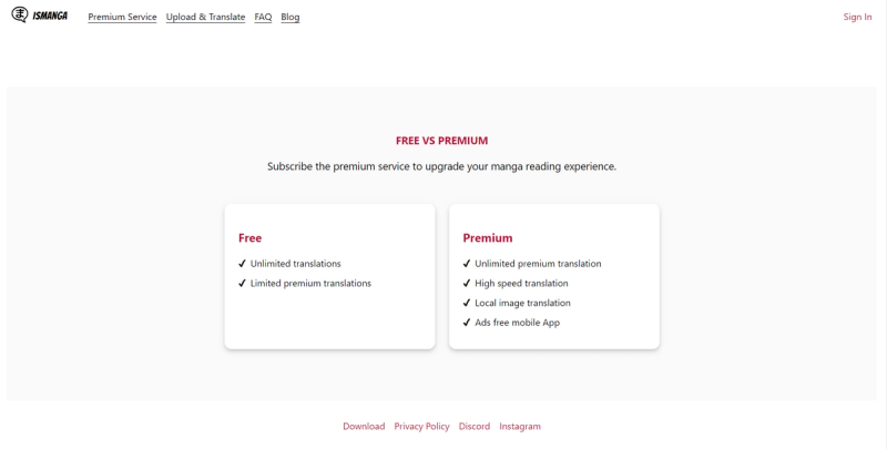 Homepage of ismanga.com, a manga translation company. Explore our free and premium plans for manga lovers!