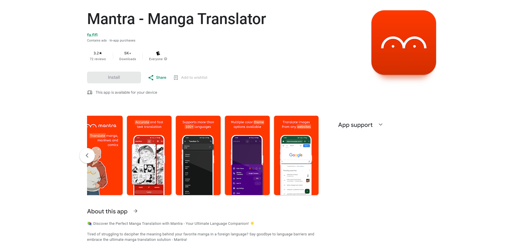 Mantra - Manga Translator: Your go-to app for translating manga! Download now on the Play Store!