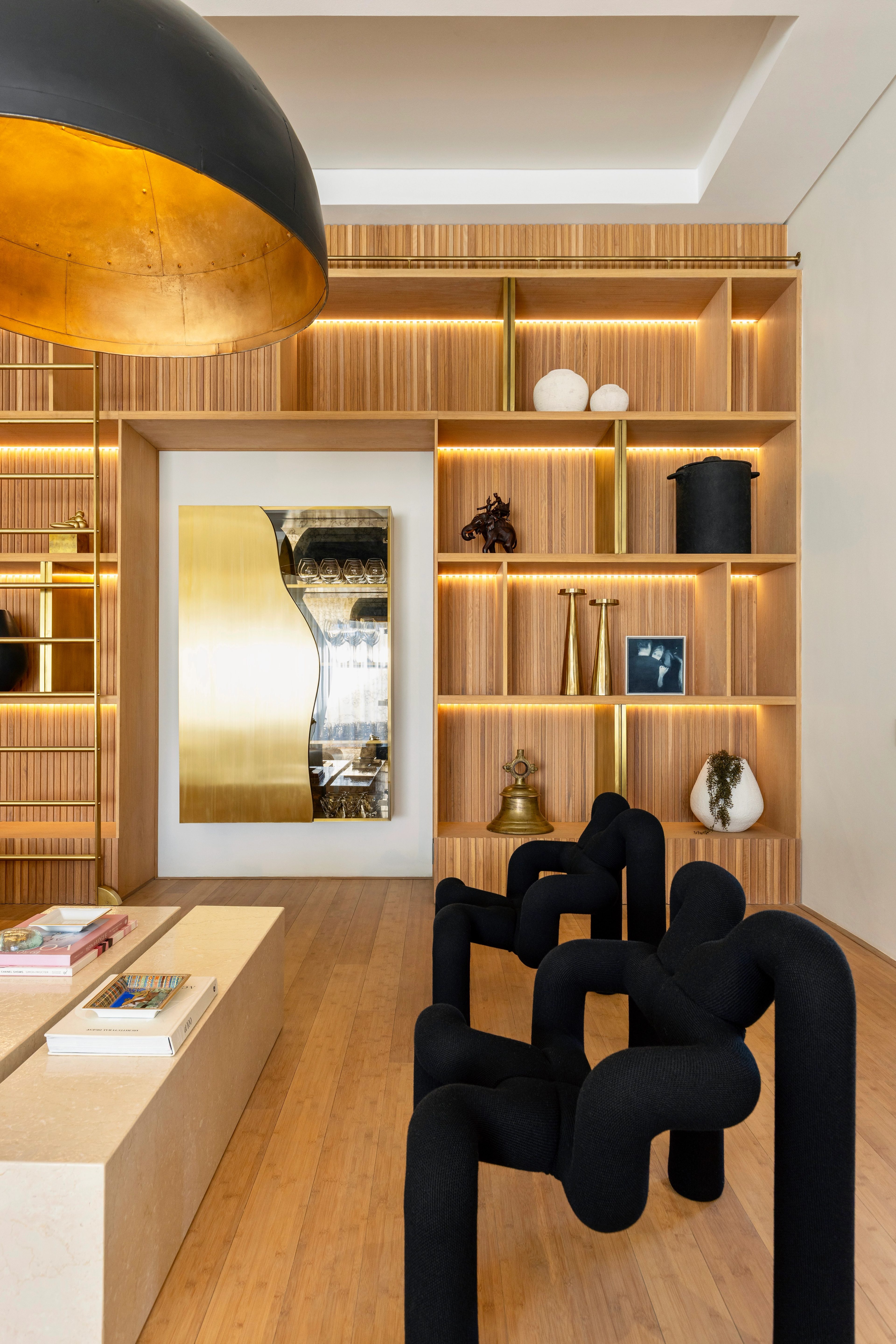 Formal lounge built in shelving display unit