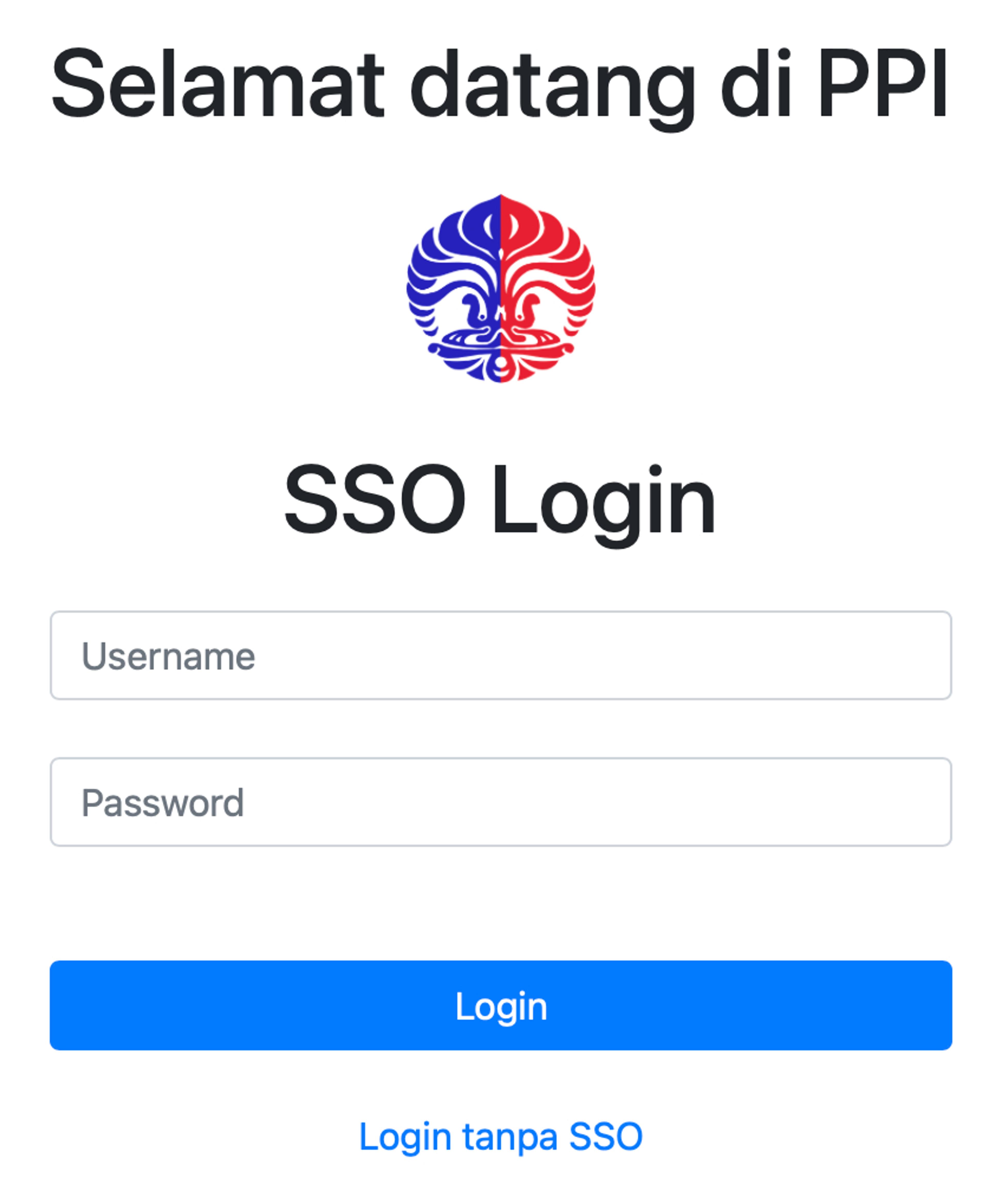 PPI Login using University of Indonesia SSO