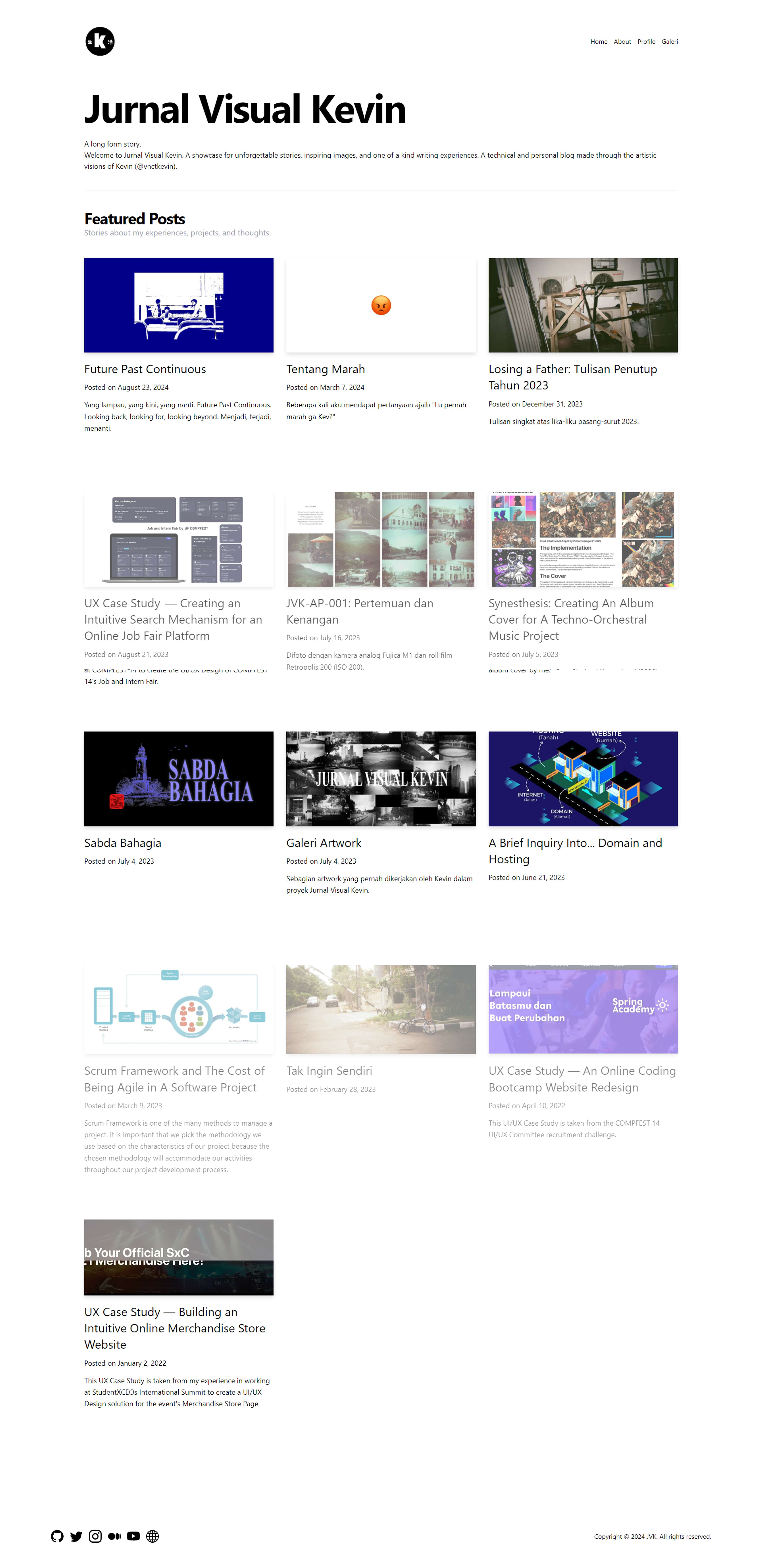Early iteration of Jurnal Visual Kevin blog site.