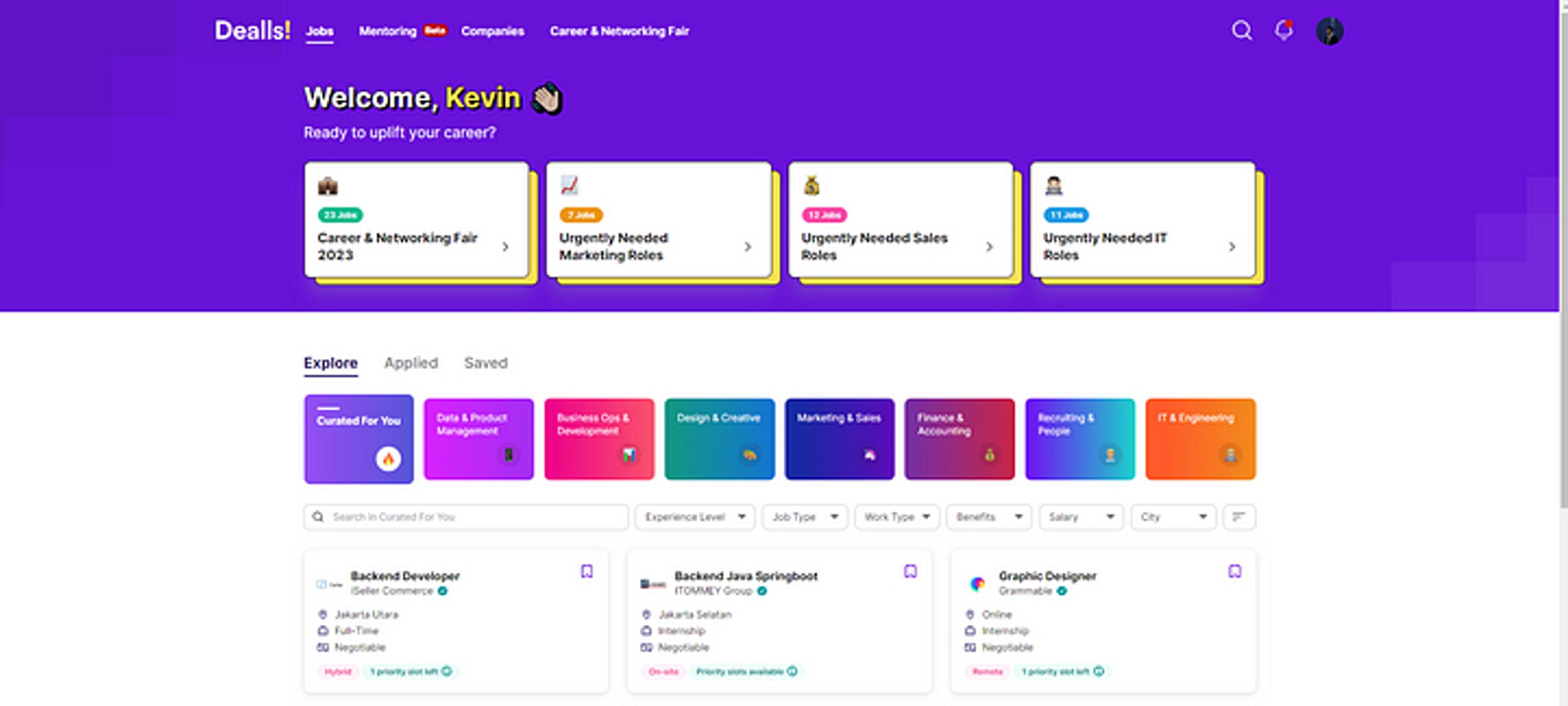 Dealls! Job Portal design as reference