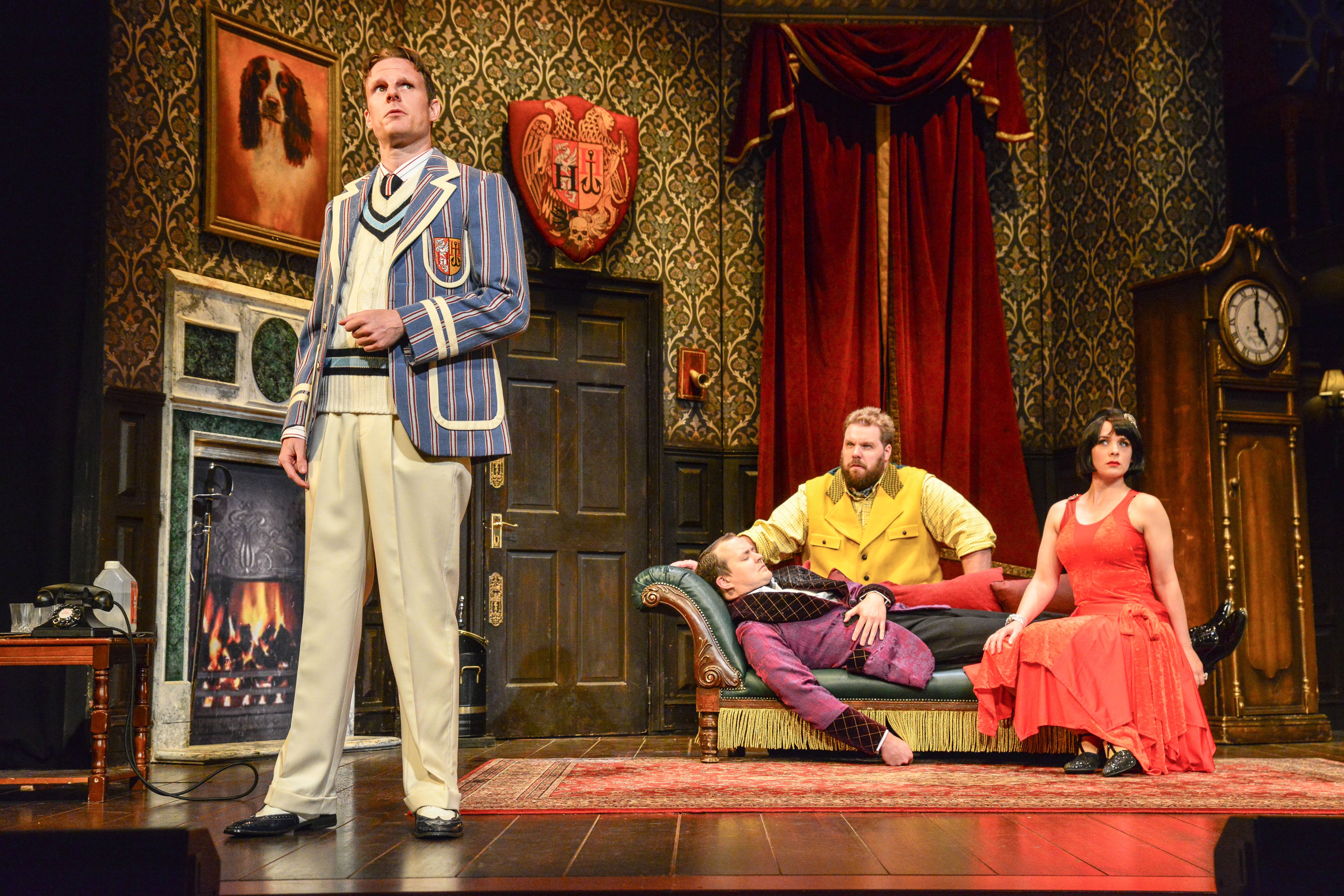 Dave Hearn, Greg Tannahill, Henry Lewis and Charlie Russell in The Play That Goes Wrong