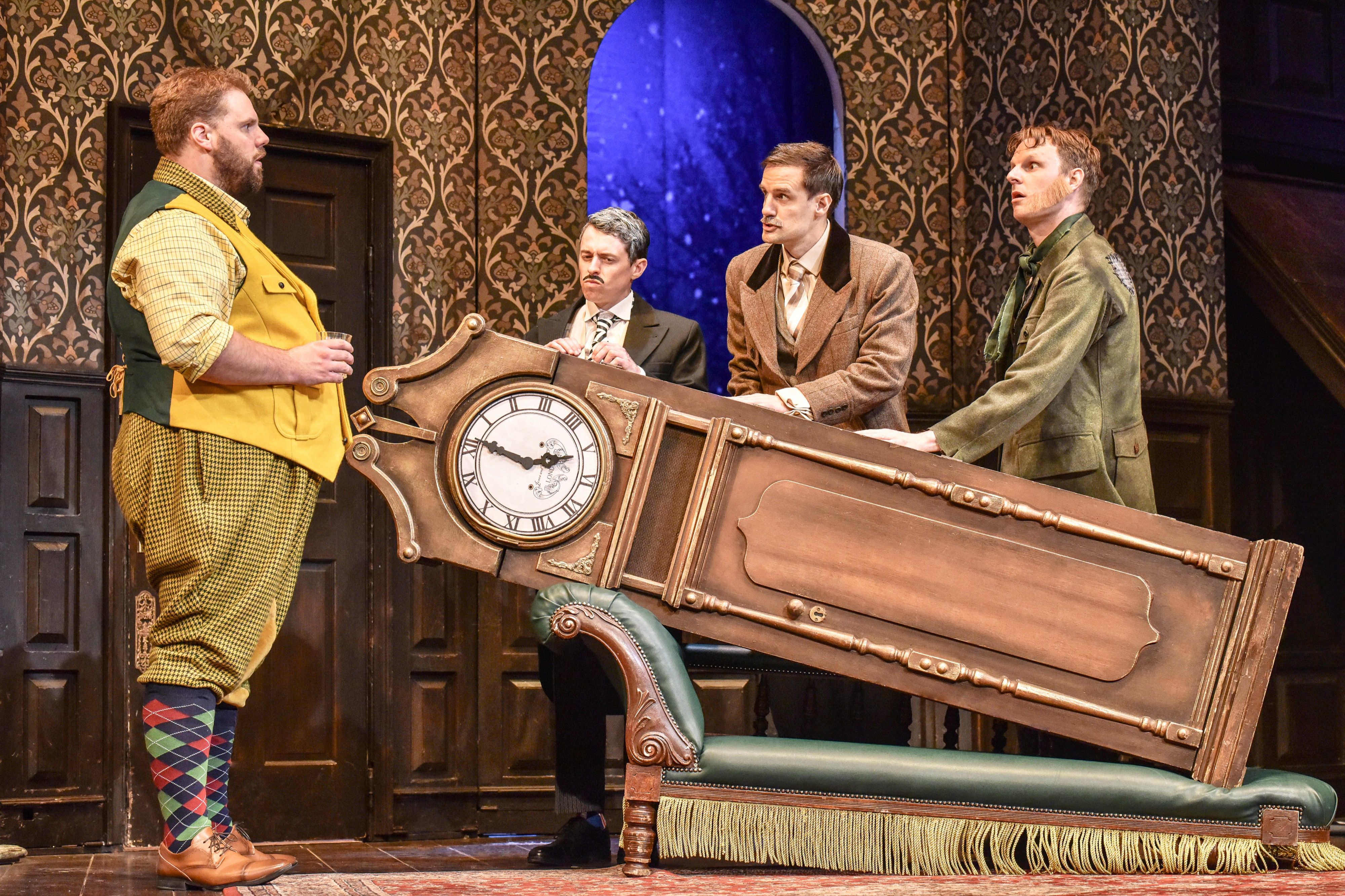 Henry Lewis, Jonathan Sayer, Henry Shields and Dave Hearn in The Play That Goes Wrong