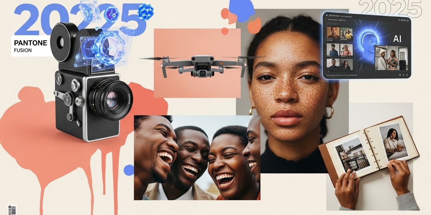 A dynamic collage-style cover image representing 2025 photography trends