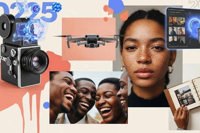 A dynamic collage-style cover image representing 2025 photography trends