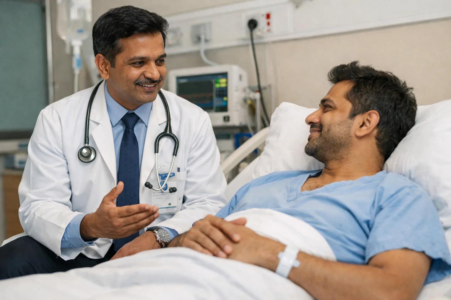 an indian doctor spending time with his patient