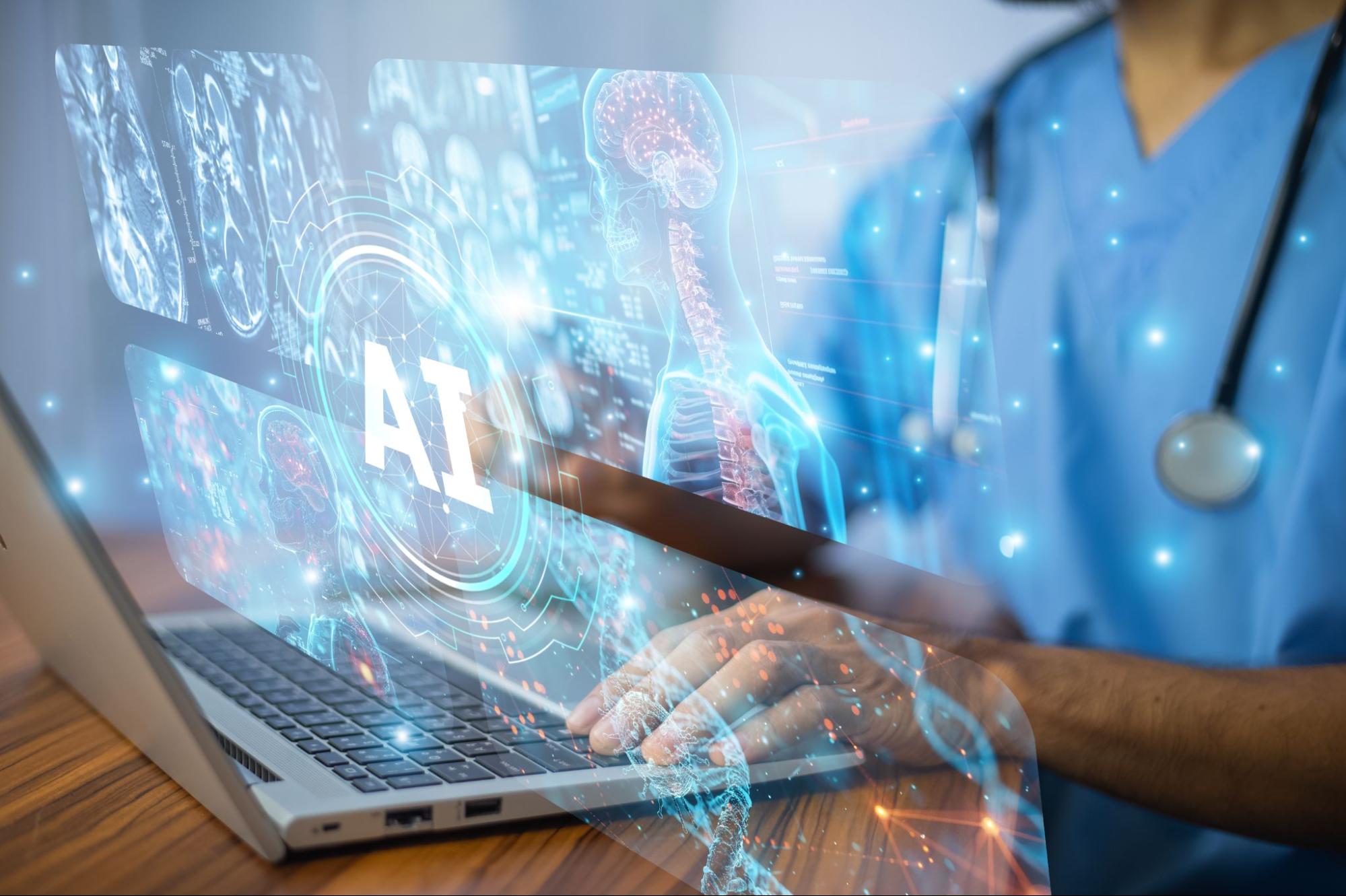 Illustration of AI technology in a healthcare setting, symbolizing the future advancements in medical care and treatment.