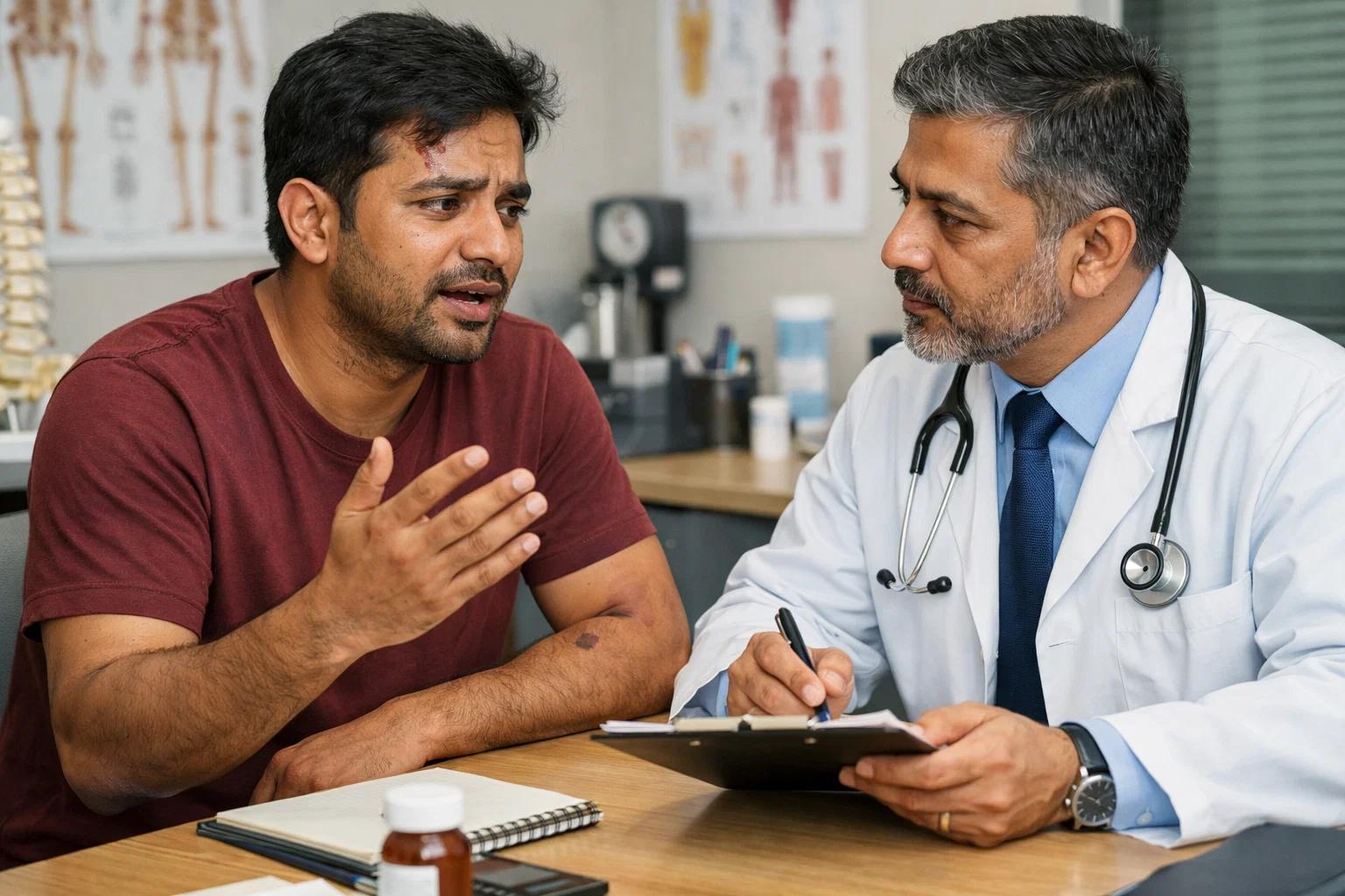 patient reporting an incident to the doctor