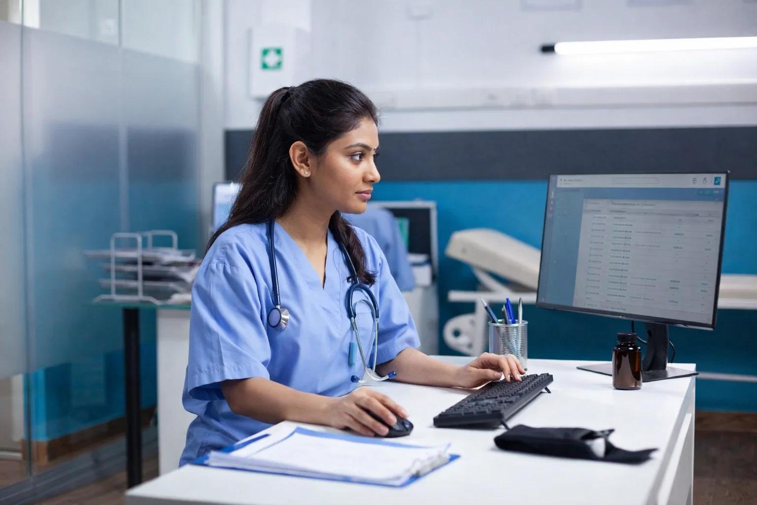 A doctor working in Hospital software
