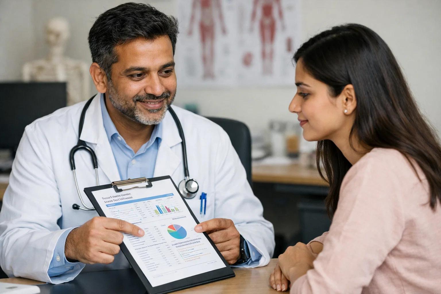 a doctor explaining the medical report to his patient