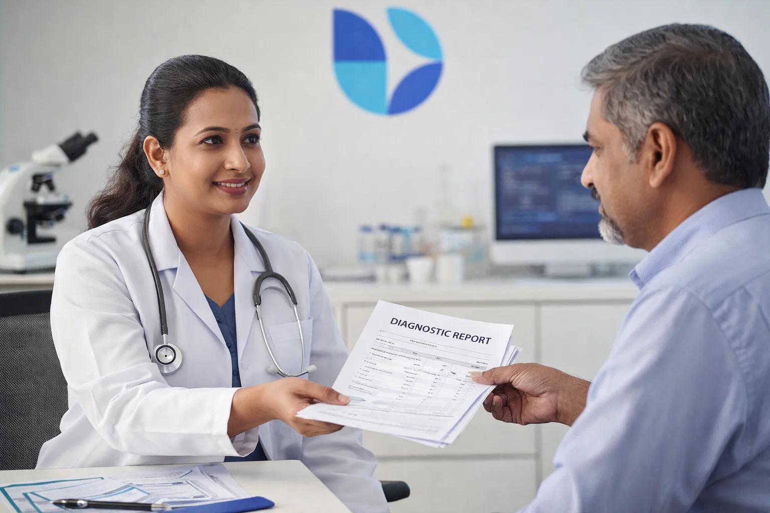 a doctor giving diagnostic report to her patient