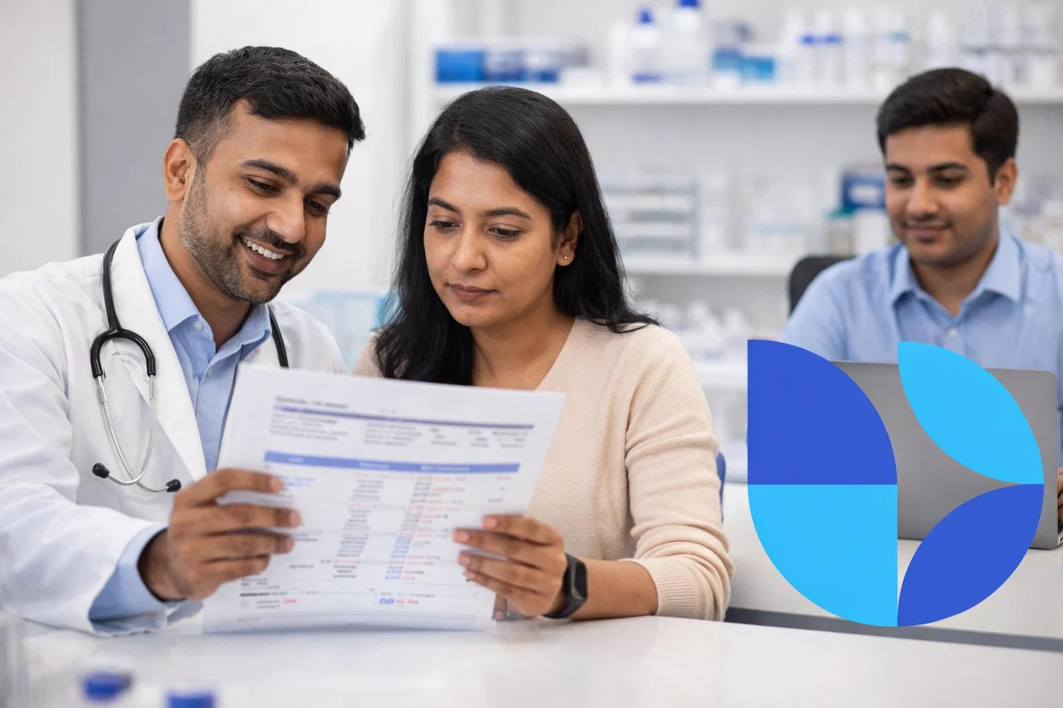 Doctor showing medical reports to the patient