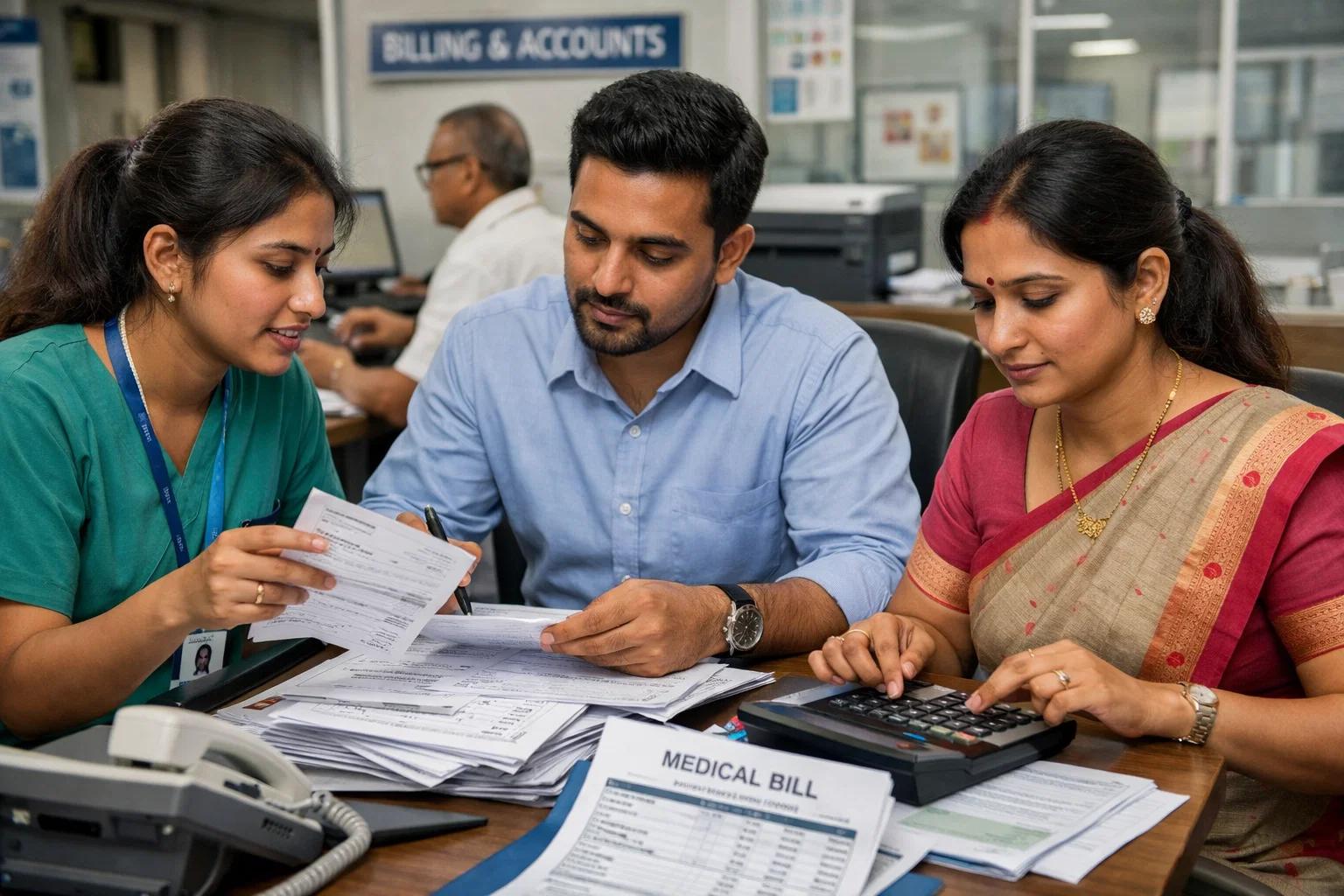 indian finance medical team generating medical bills