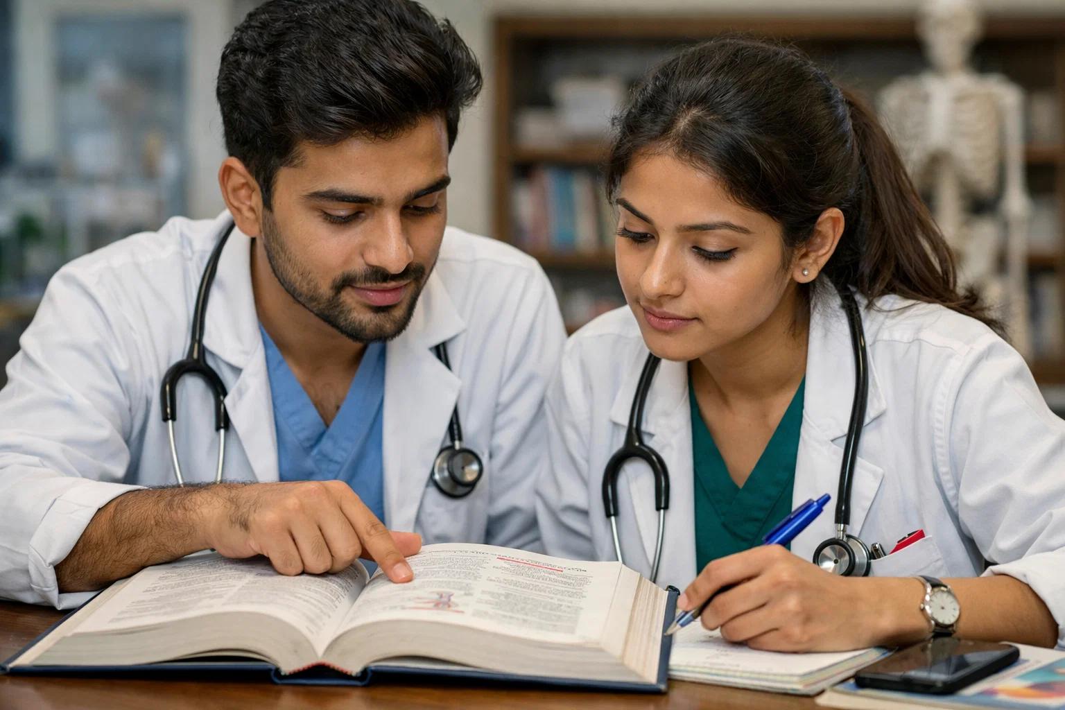 two indian medicos revising medical terminologies