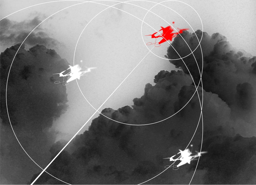 Drones Flying Through Clouds