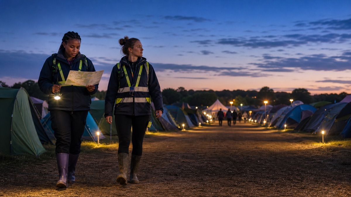 Festival Campsite Wayfinding: A Night Patrol and Welfare Handoff
