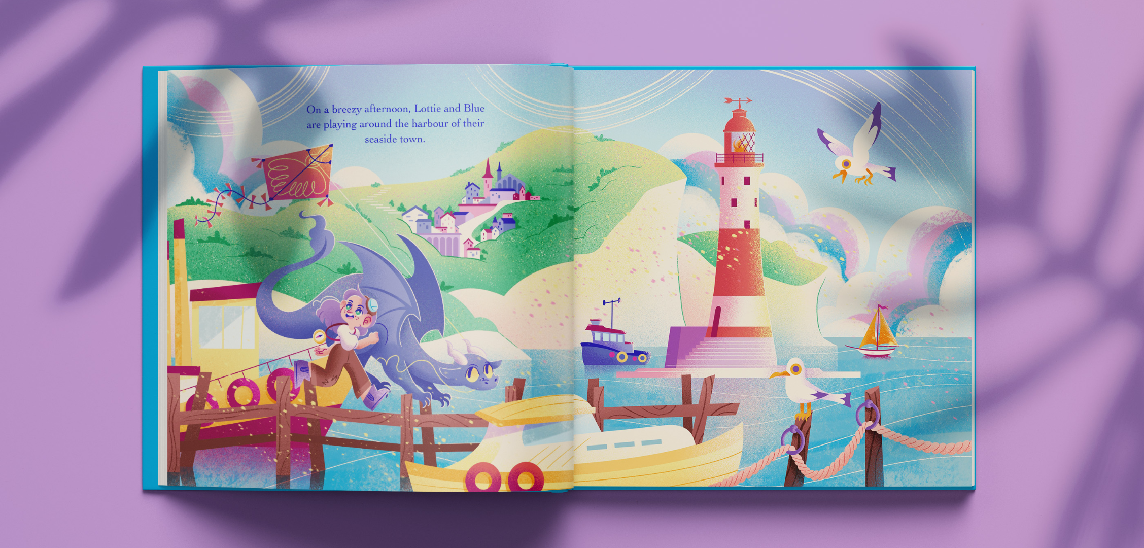 lottie and blue children picture book double spread inside pages