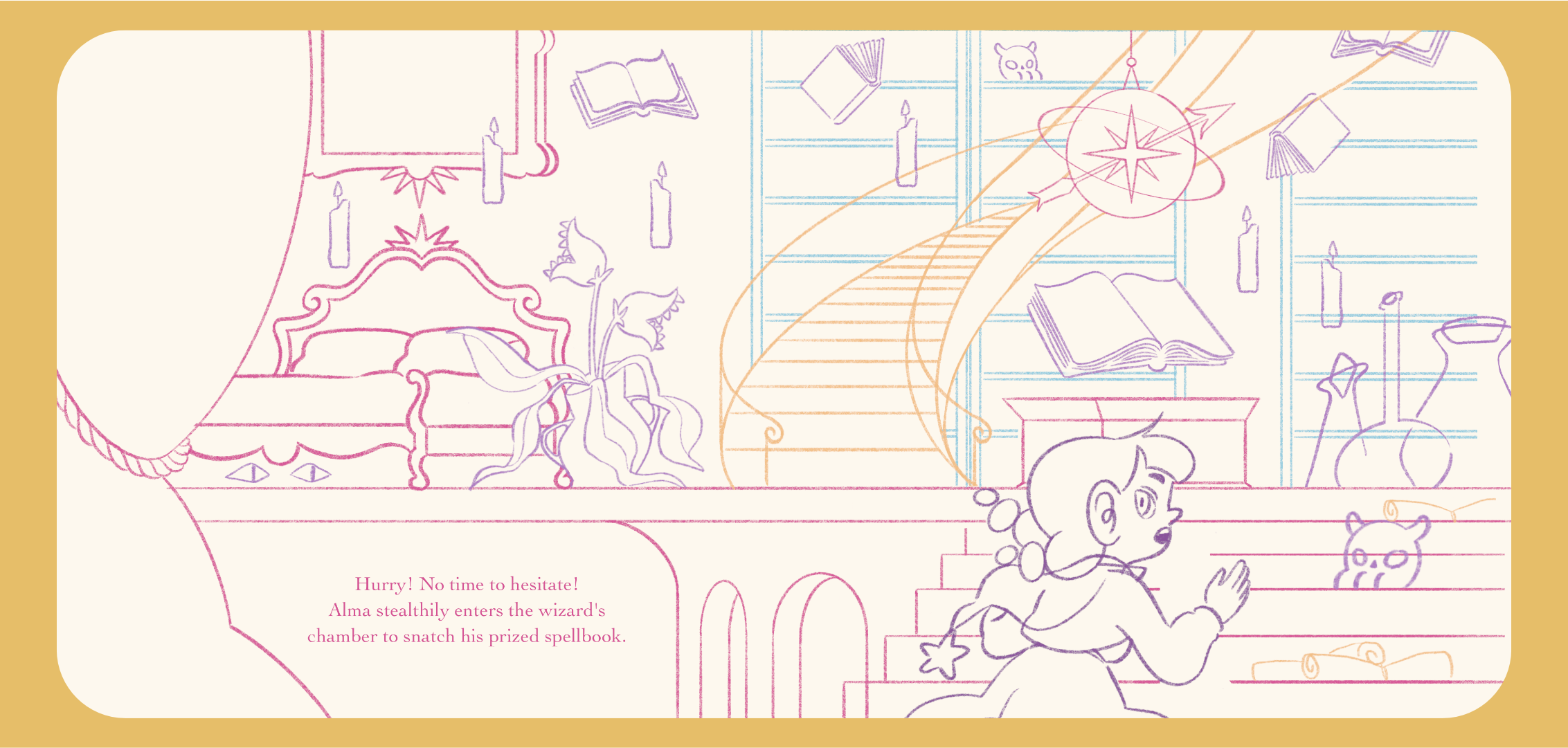 canary prince children picture book wizard room sketch