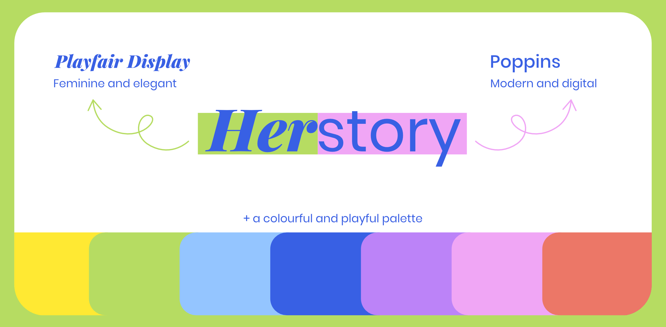 herstory typography and colour palette