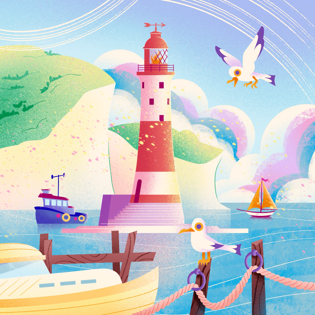 lottie and blue children picture book lighthouse full illustration