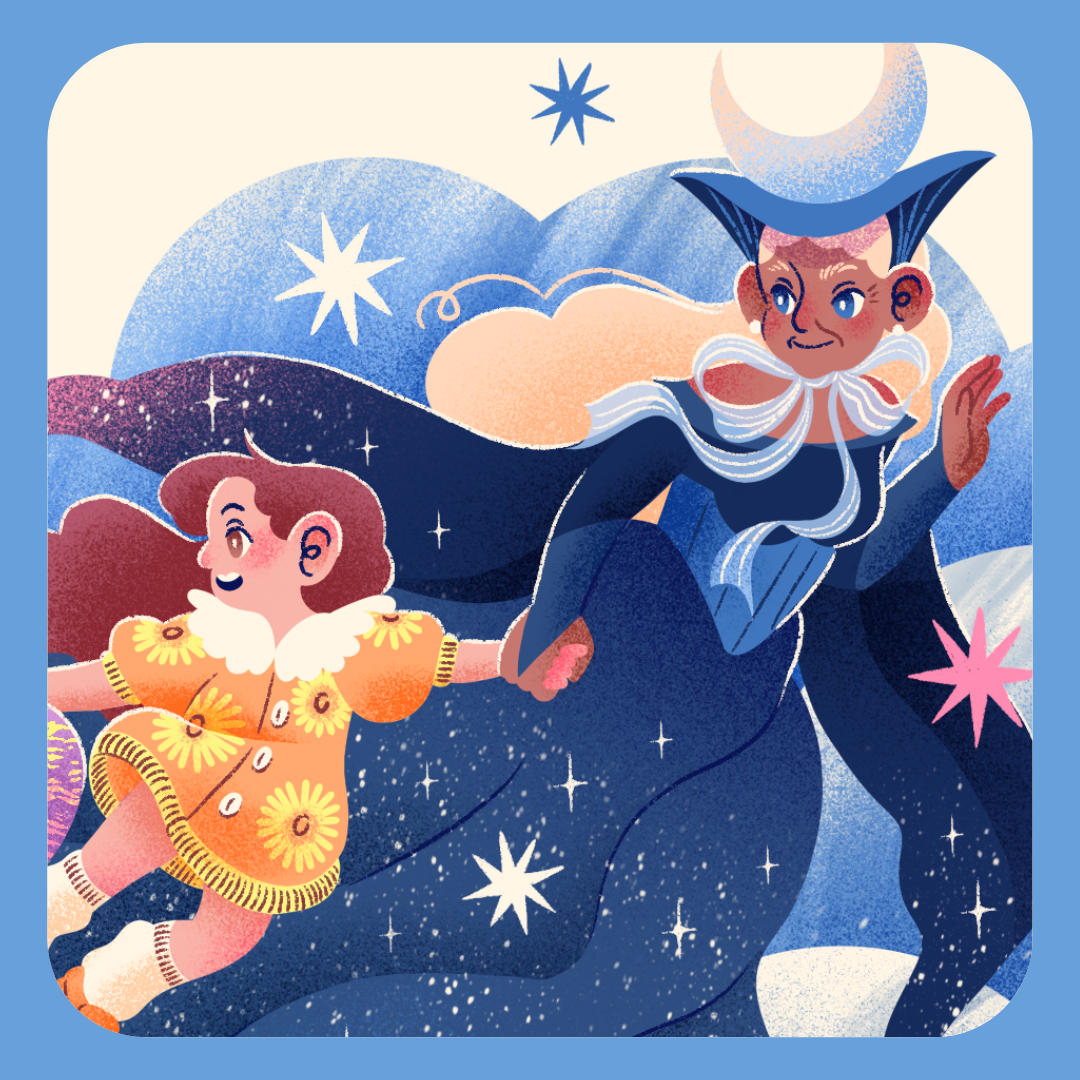 italian folktales moon and girl portrait