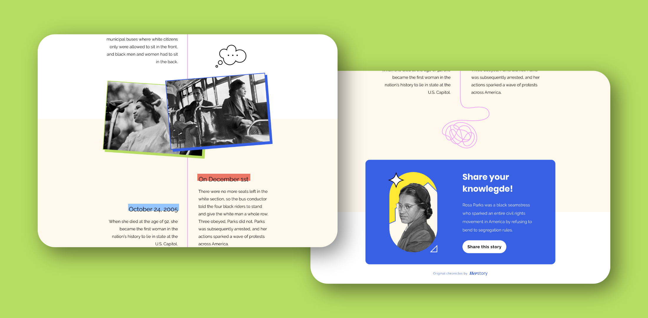 herstory rosa parks timeline break down user interface