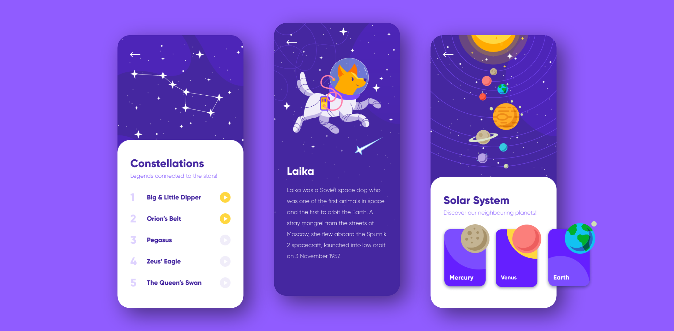 astroacademy mobile app podcast screen space dog solar system learning