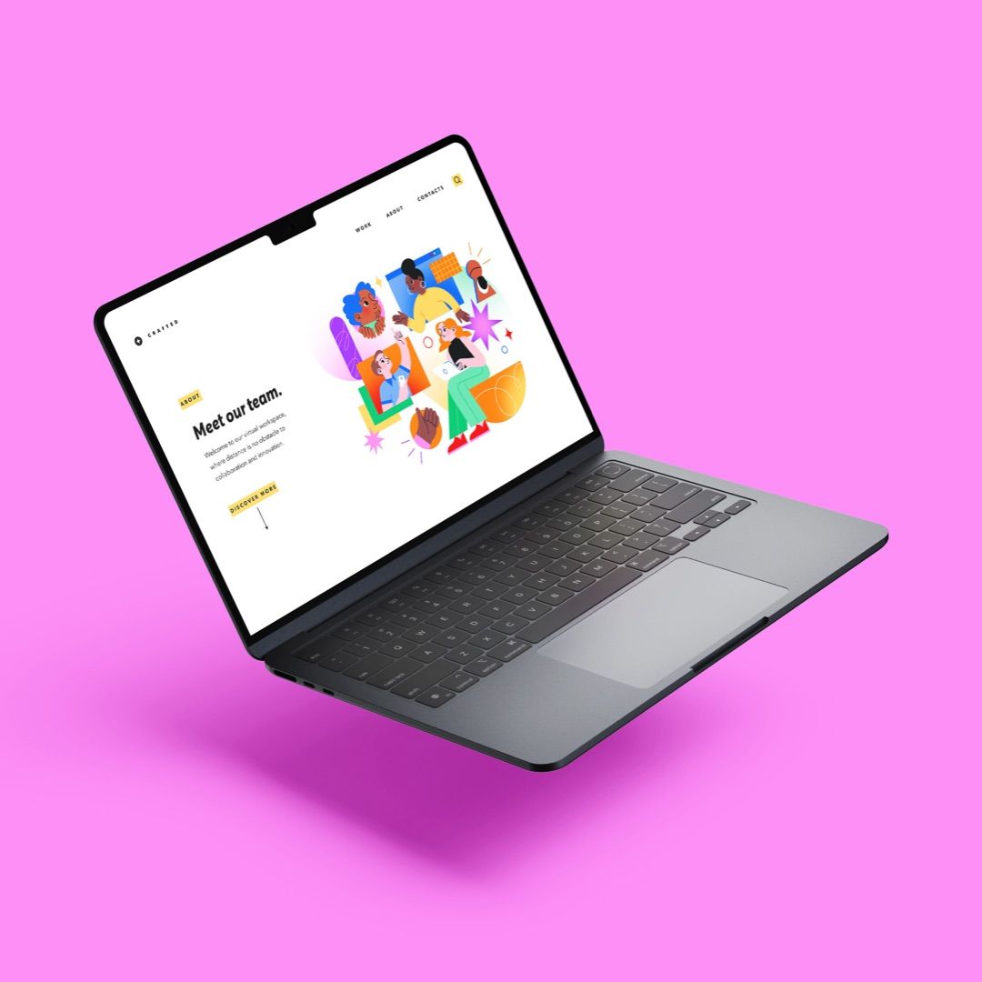 crafted home page macbook mockup