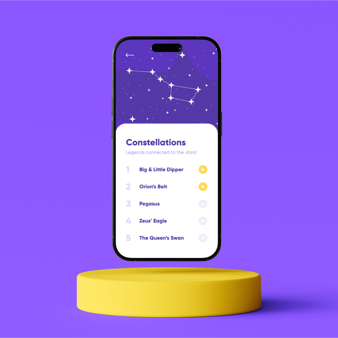 astroacademy mobile app podcast section user interface ui constellations