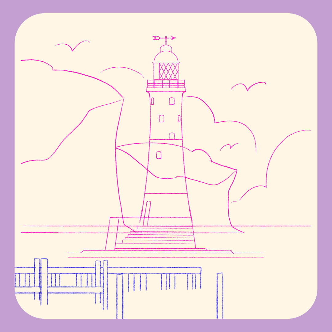 lottie and blue children picture book lighthouse sketch