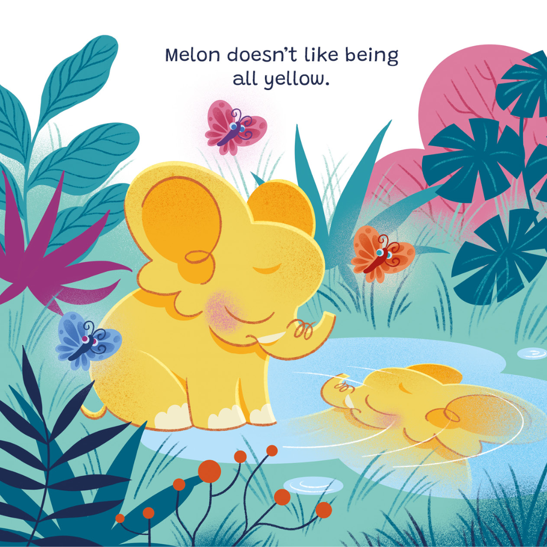 melon children picture book yellow elephant reflection