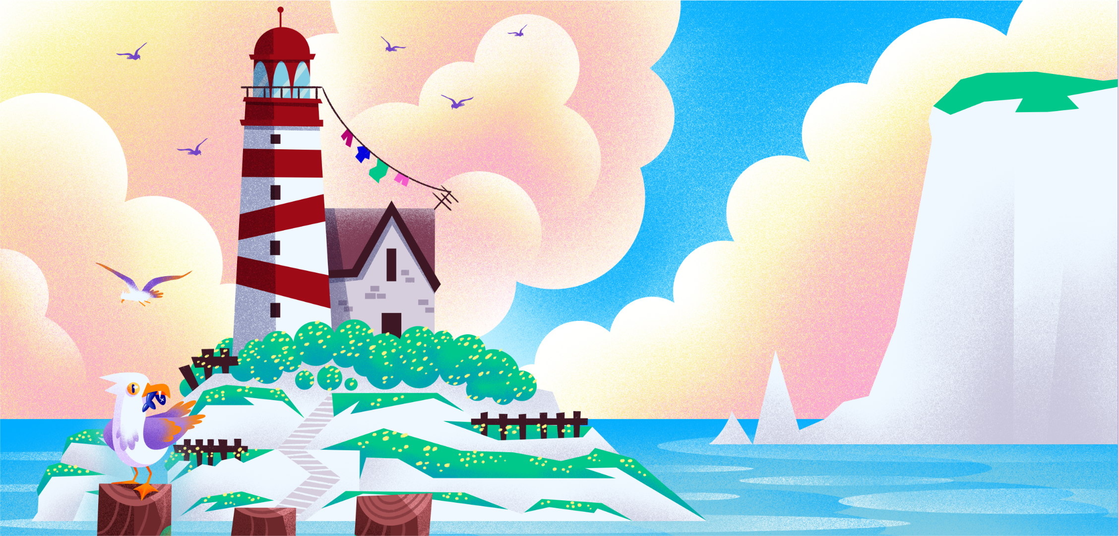 Lottie and Blue harbour illustration