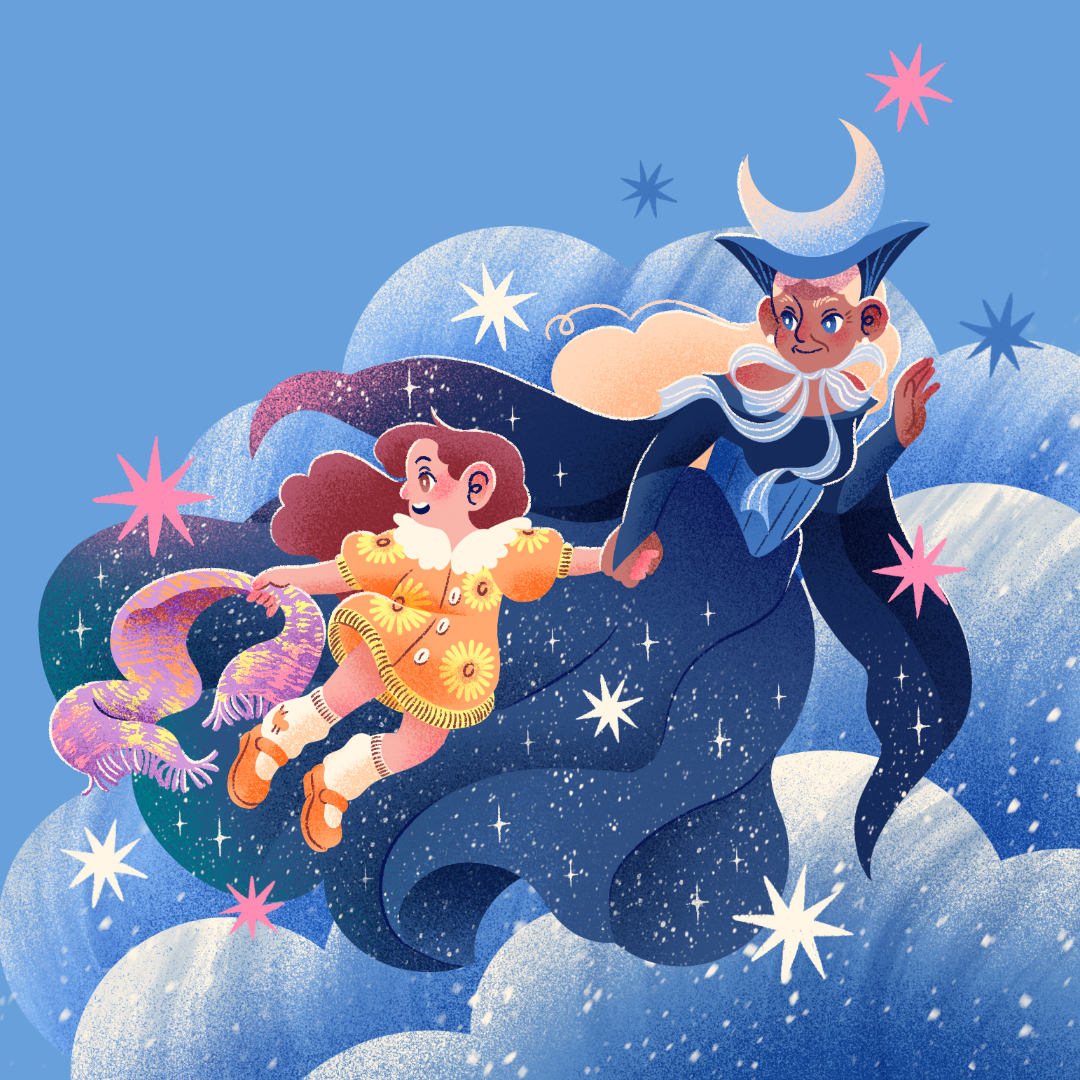 italian folktale moon and girl flying