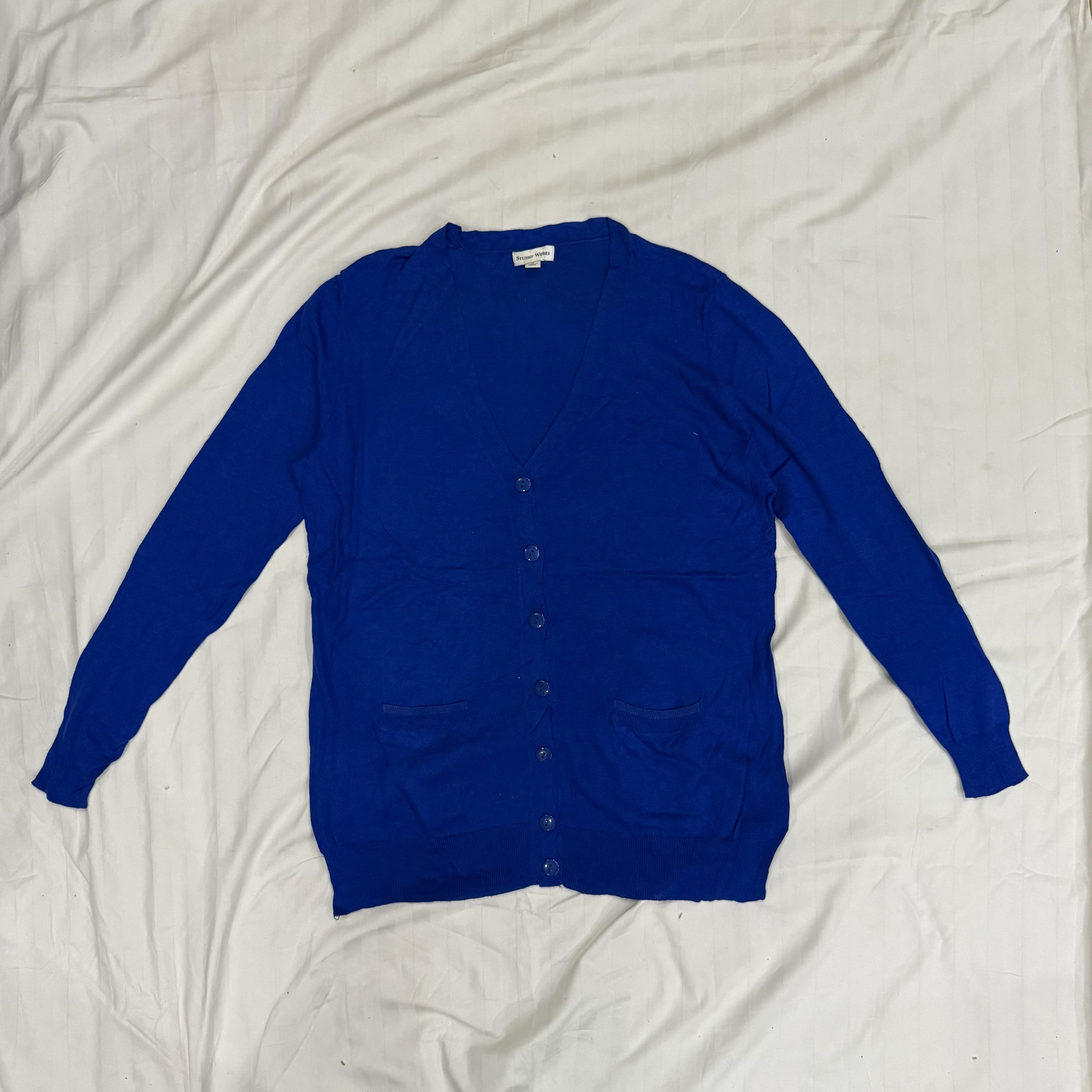 Studio Works Blue Button-Up Cardigan size Medium (M)