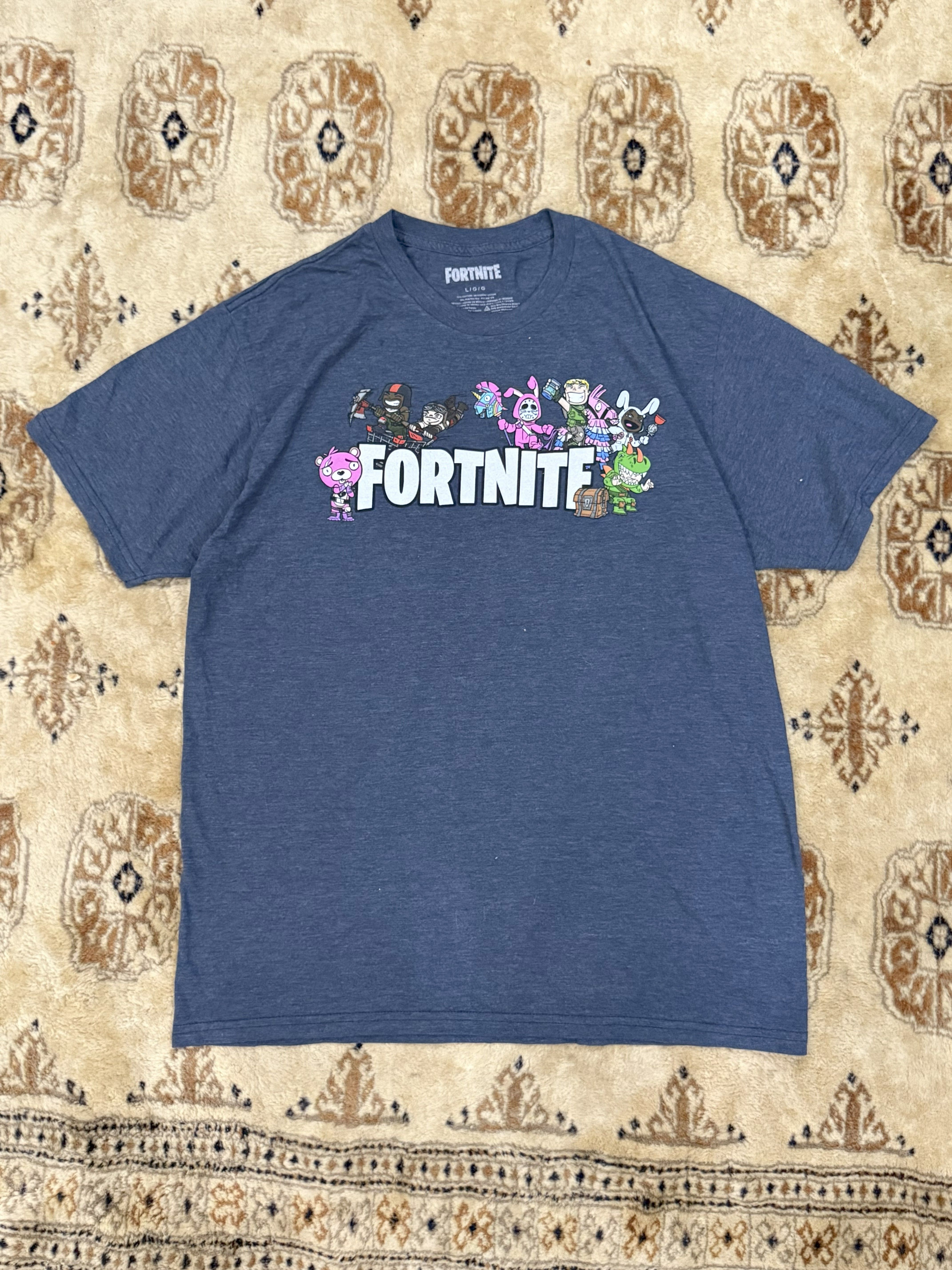 Fortnite T-Shirt Soft Heathered Blue (L) Oversized