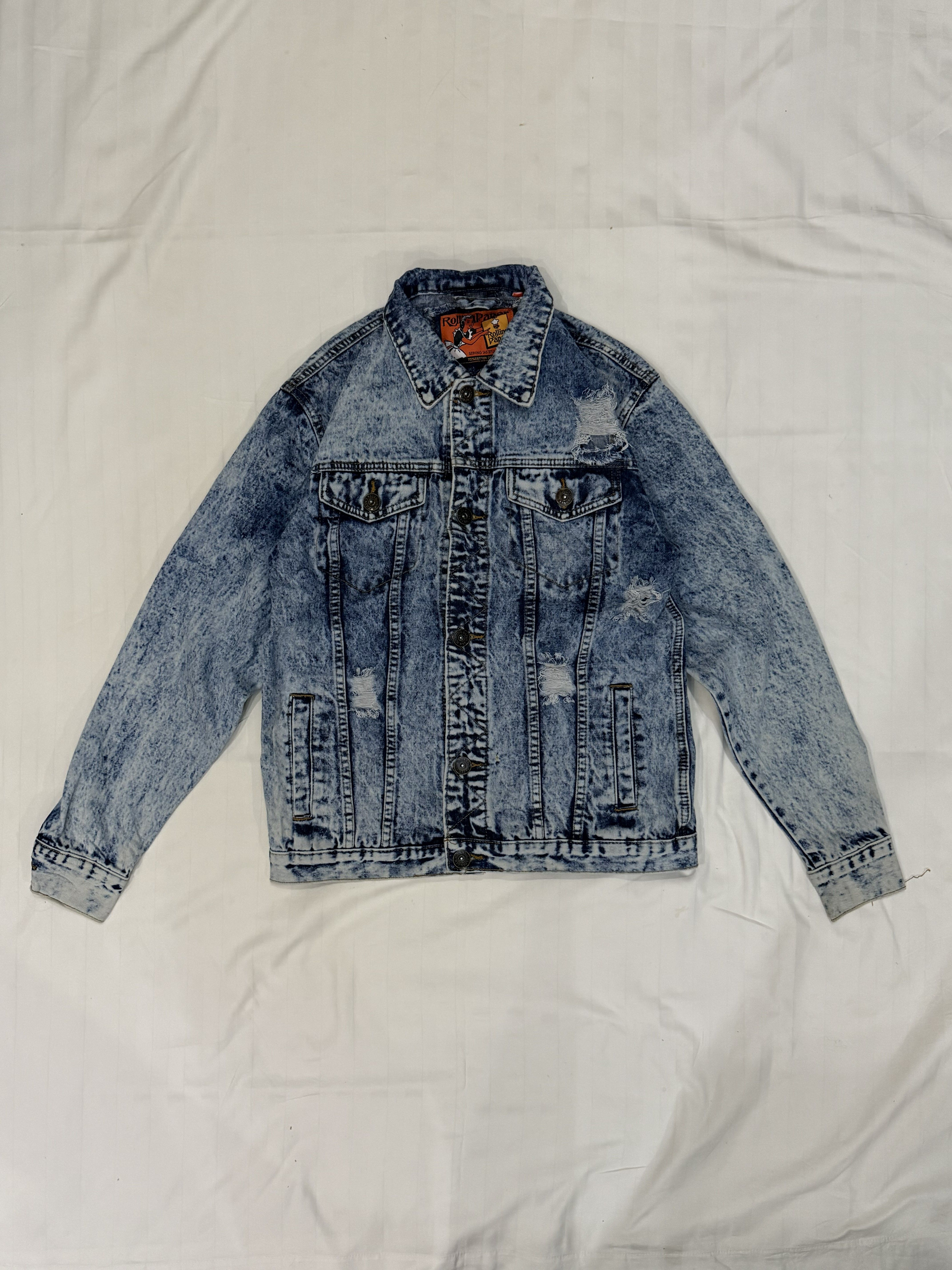 Rolling Paper Distressed Denim Jacket  size (S/XS)