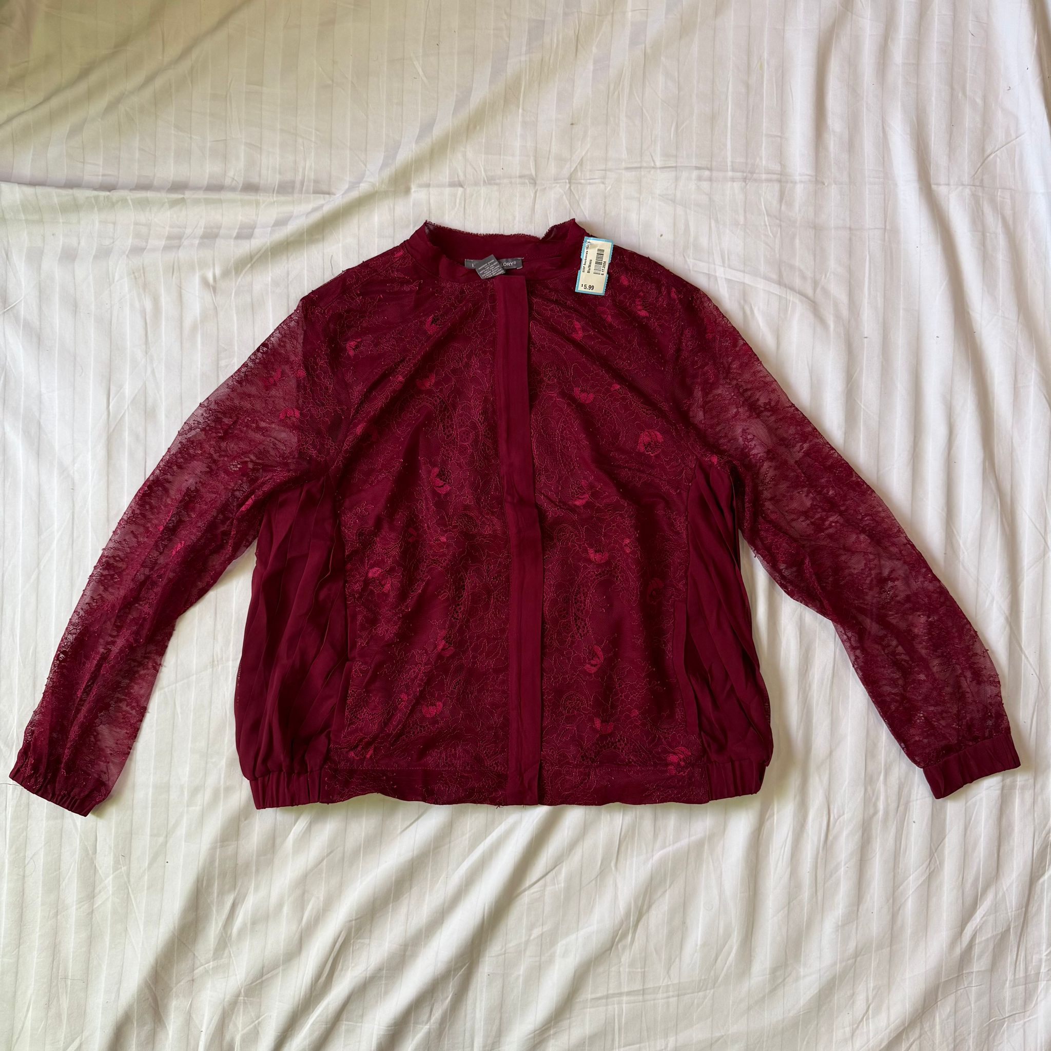 Ivory Crimson Lace Bomber size (L)