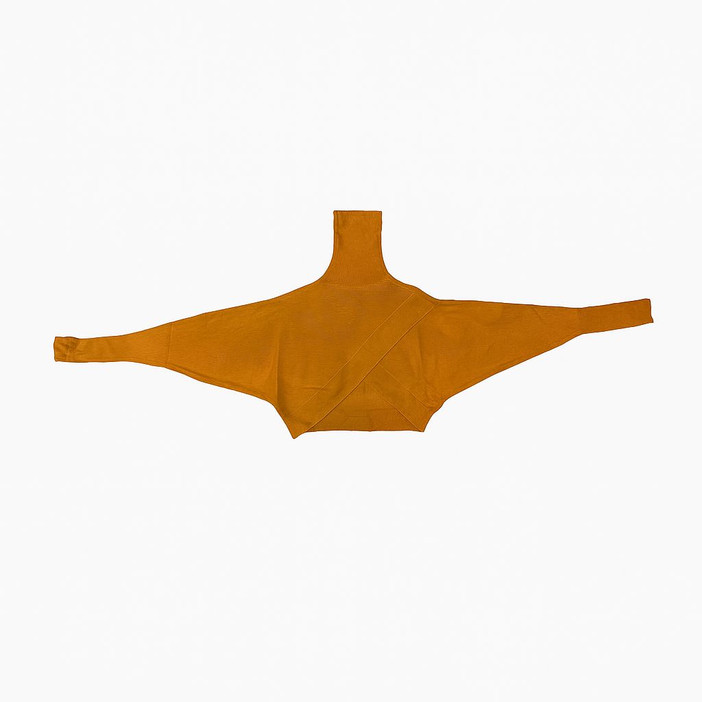 Cozy Cross-Back Mustard Crop Sweater - Size S