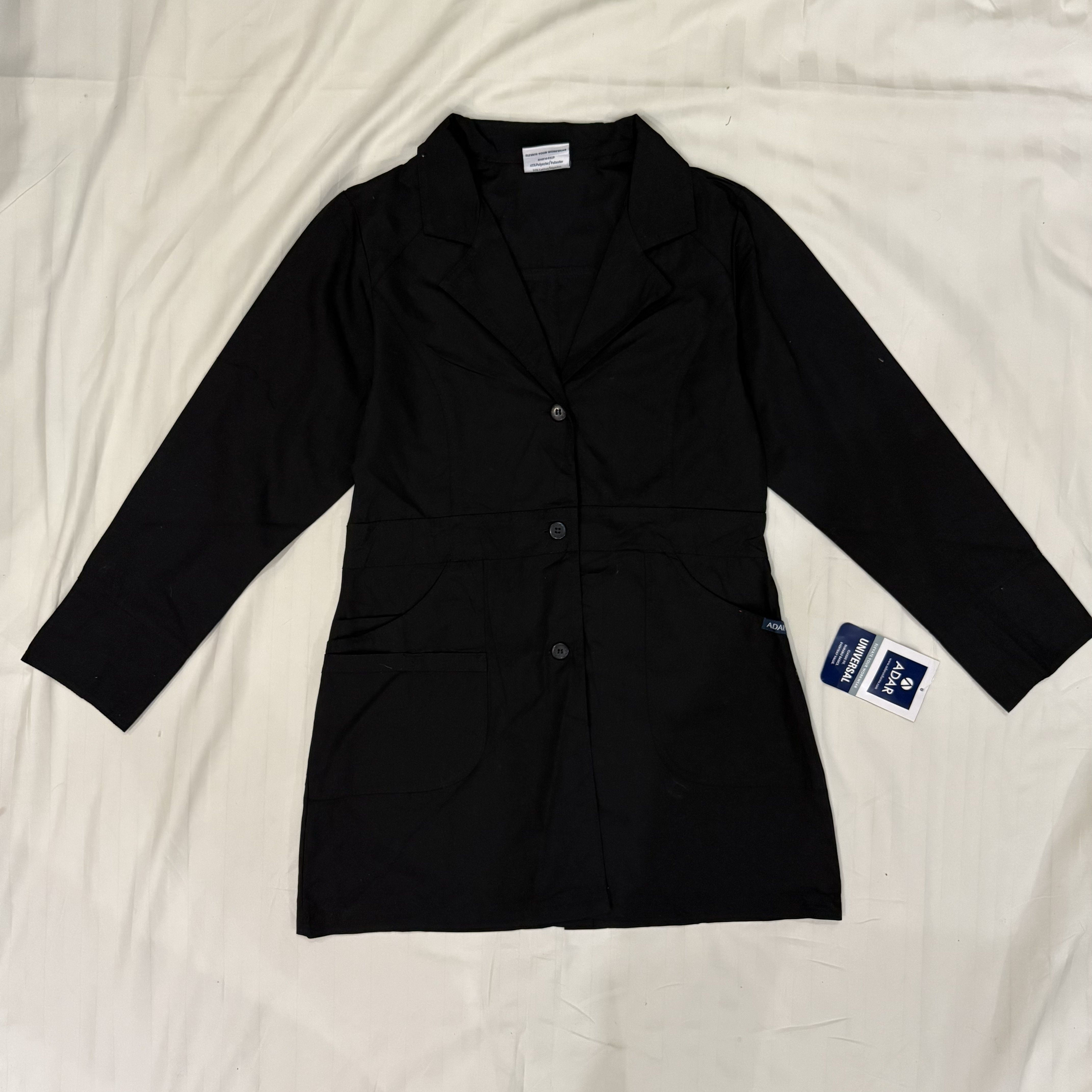 ADAR Universal Scrub Women's Black Classis Fit Labcoat Small (S)